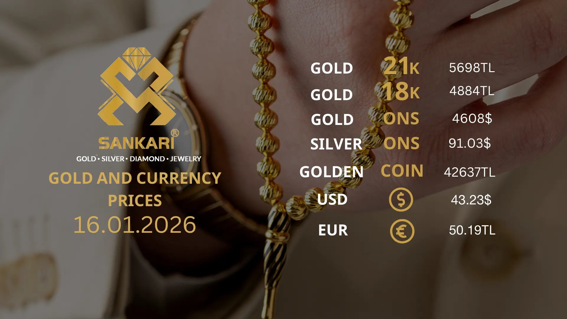 Gold Price Today in Turkey, Friday 16 January 2026 – Latest Gold & Currency Updates