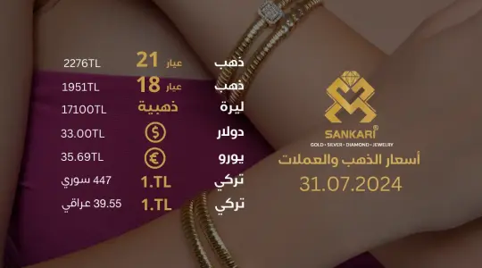 سعر الذهب في تركيا اليوم الاربعاء 31-07-2024