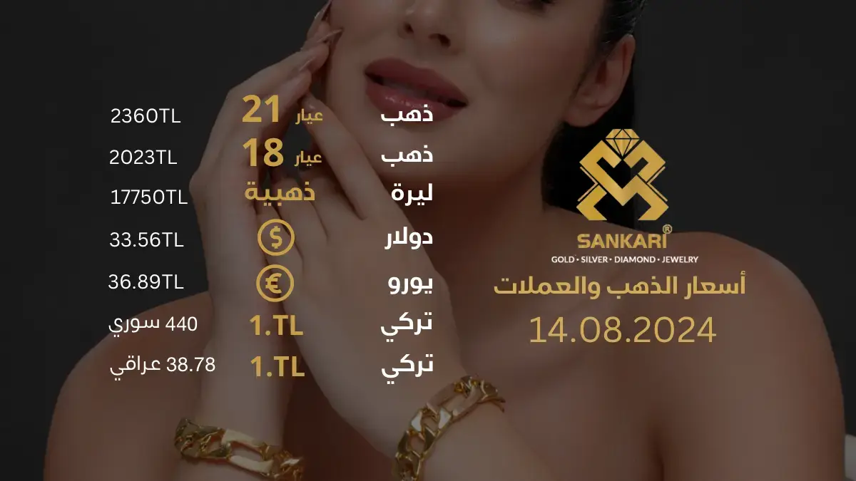 سعر الذهب في تركيا اليوم الاربعاء 14-08-2024