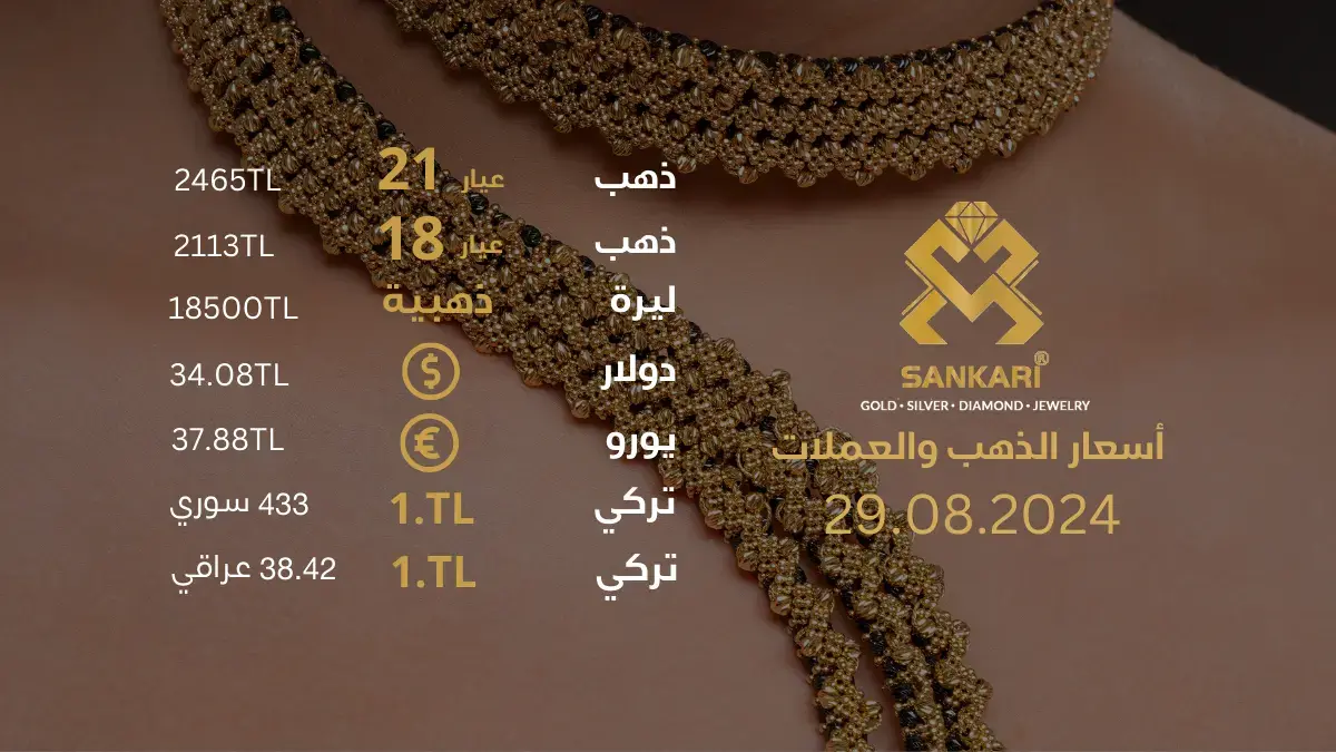 سعر الذهب في تركيا اليوم الخميس 29-08-2024